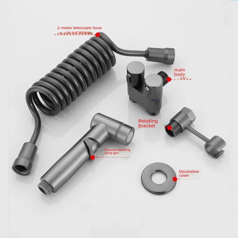 Wall Mounted Bidet Sprayer Set with Adjustable Pressure and Dual Outlet