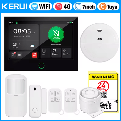 KERUI 4G + WiFi Smart Home Alarm System – 7 IPS Touchscreen Security Hub