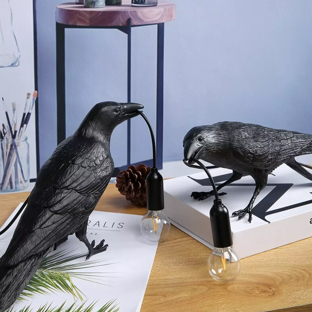 Stylish & Fun Black Raven Bird Crow Lamp