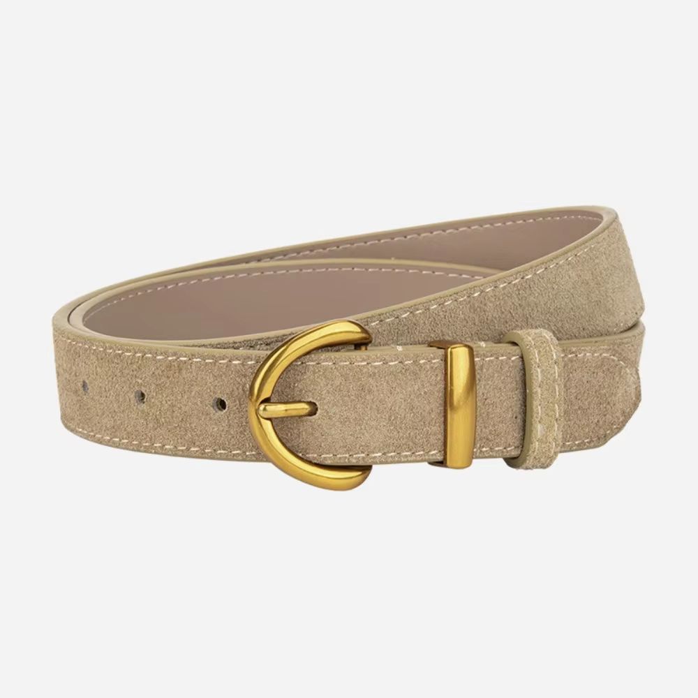 Genuine Leather Suede Women's Belt with Alloy Pin Buckle Retro Luxury Design