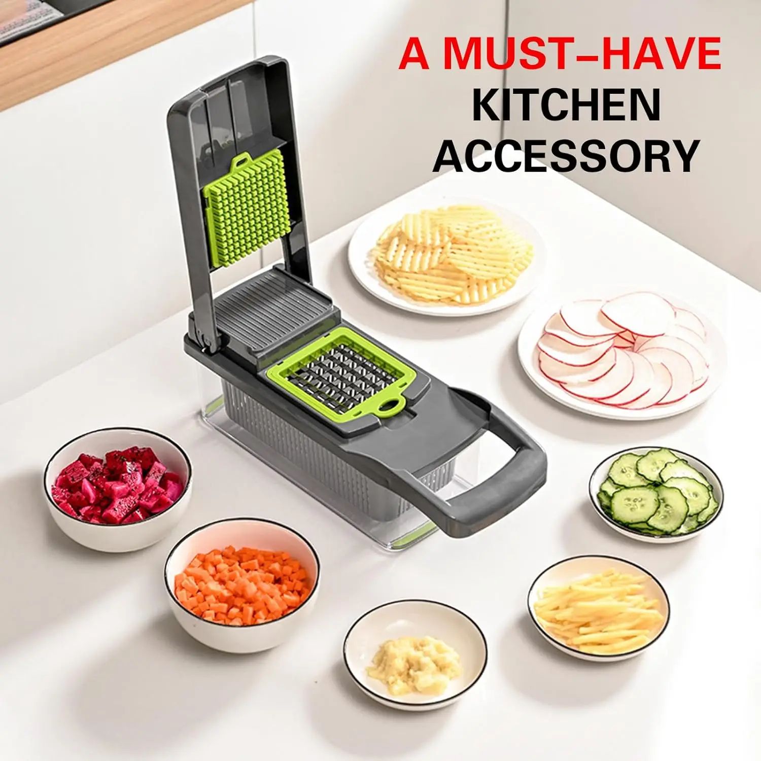 16-in-1 Vegetable Chopper & Vegetable Slicer Dicer Set with Container and Interchangeable Blades