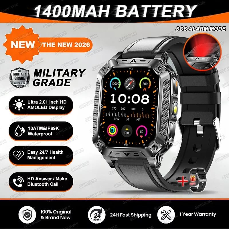 TANK Elite Military GPS Smartwatch | 1400mAh Battery & 2.01