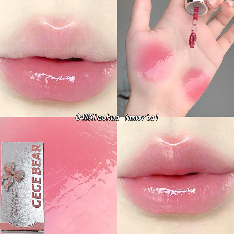 Cute Pink Lip Gloss Waterproof, Jelly Transparent Liquid Lipstick, Water Lip Tint Gift Set Makeup, Beauty Cosmetics