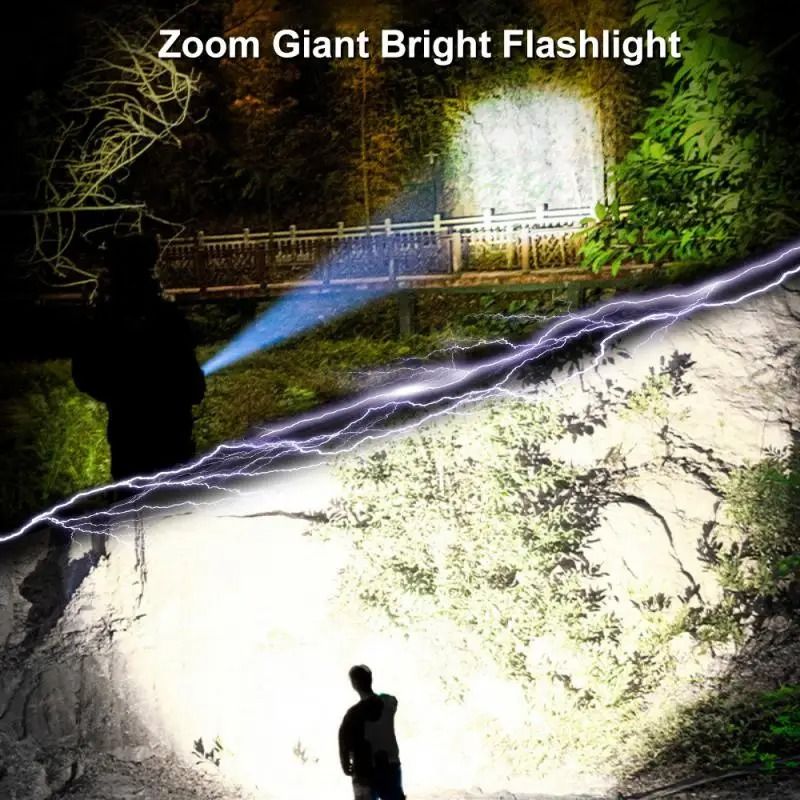 Rechargeable LED Flashlight with Zoom and Waterproof Design