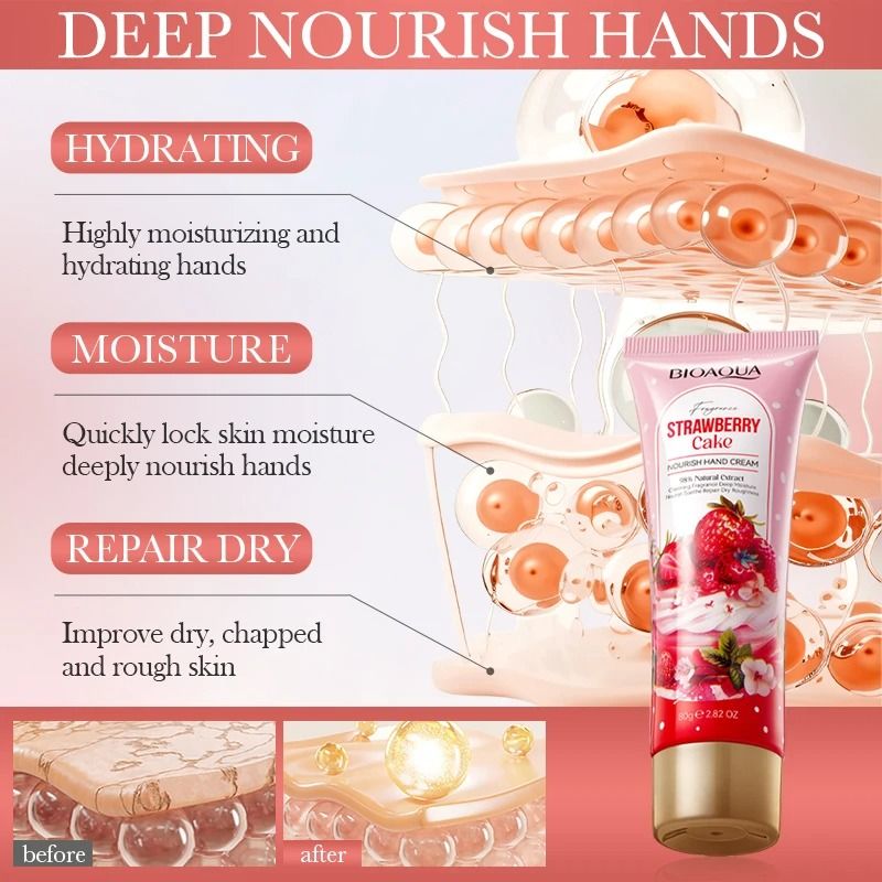 Strawberry Cake Nourishing Hand Cream – Deep Hydration & Anti-Chapping Therapy