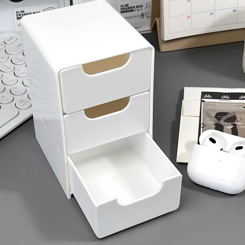 Chic 3-Tier Desk Organizer with Drawers for Office Supplies, Jewelry and Cosmetics Storage, Portable Divider Box