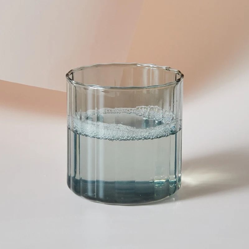 Heat Resistant Striped Glass Cup Clear Tea and Coffee Mug