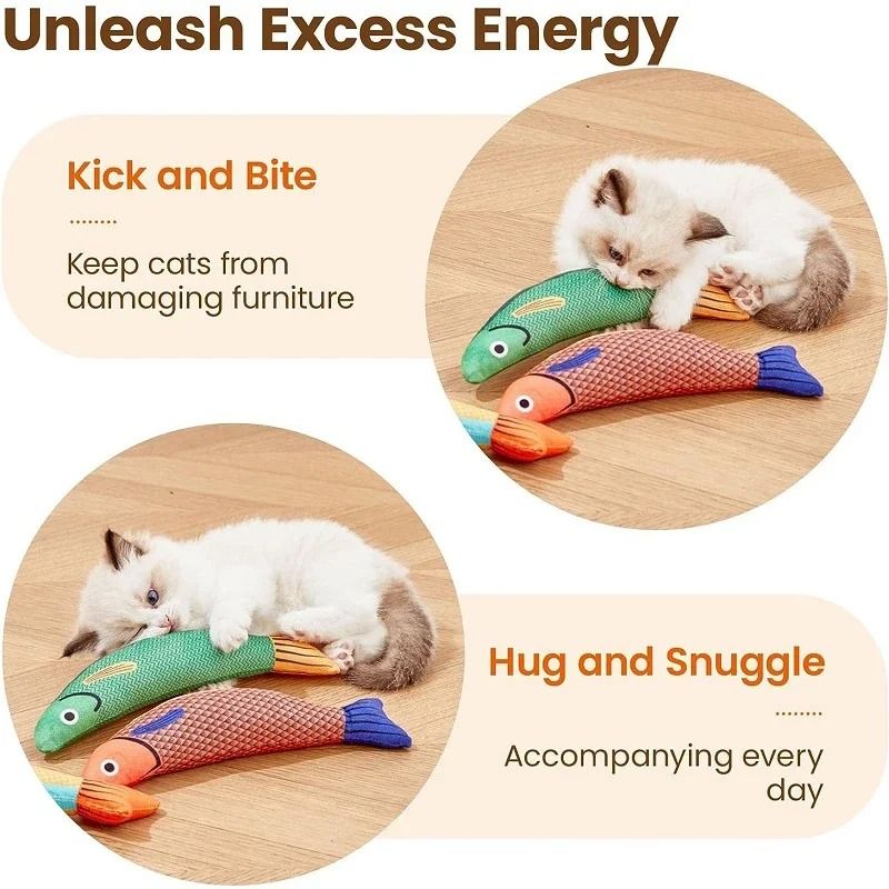 3D Simulation Catnip Interactive Plush Fish Toy