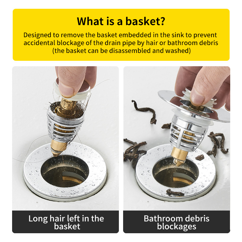 Universal Pop Up Sink Drain Stopper Leak Proof Bathroom Plug