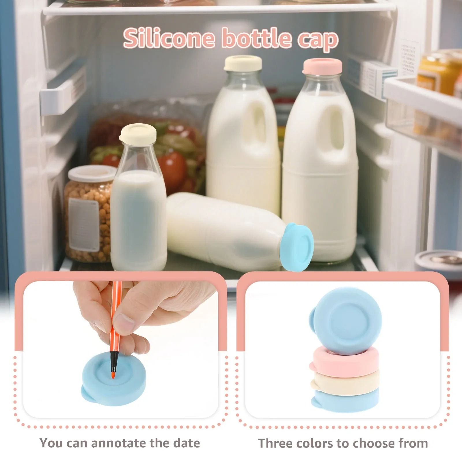 Glass Bottle Replacement Silicone Cap Set Leak Proof Milk Bottle Lids 9 Piece