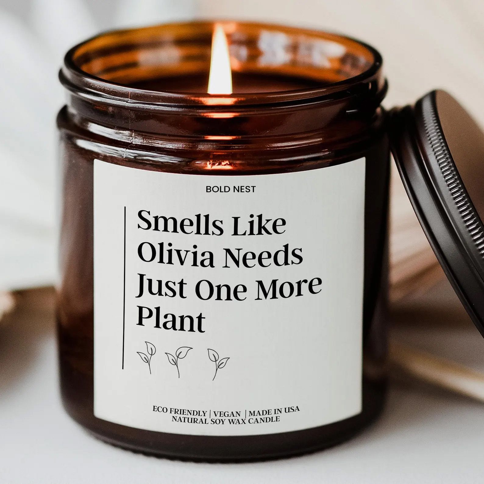 Custom Plant Lover Candle Personalized Gardening Gift Funny Plant Lady Birthday Candle for Plant Lovers