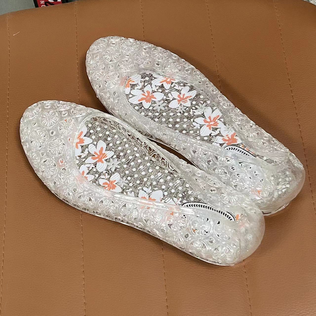 Womens Sequin Flat Ladies Sandals, Clear Beach Jelly Shoes Sandalias De Mujer Stylish Summer Flats