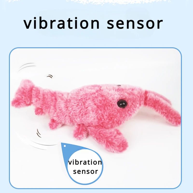 Electric Lobster Cat Toy USB Rechargeable Jumping Shrimp Plush Interactive Pet Toy