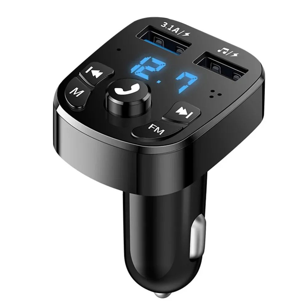 Bluetooth FM Transmitter Car Charger with Dual USB Fast Charging and MP3 Player