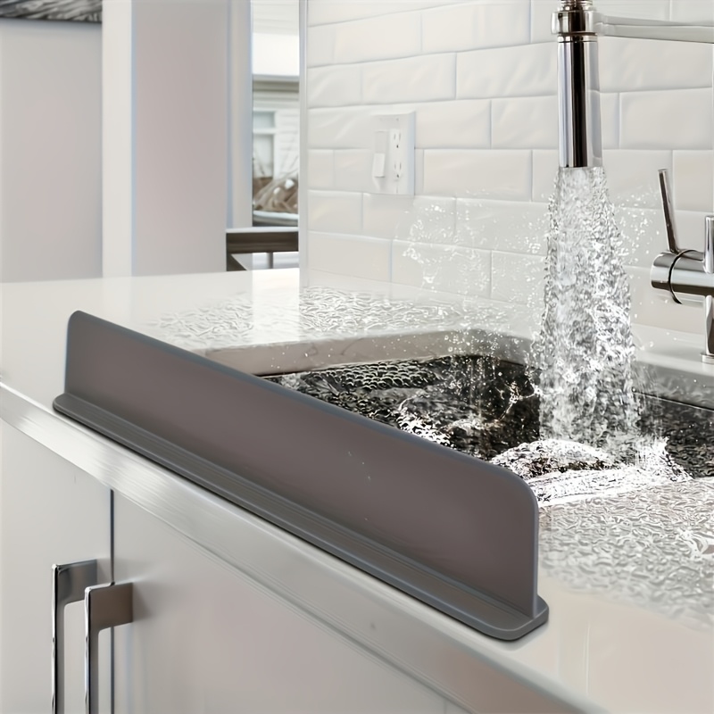 Water Barrier Silicone Sink Splash Guard with Suction Cups for Dishwashing Kitchen Lab Use