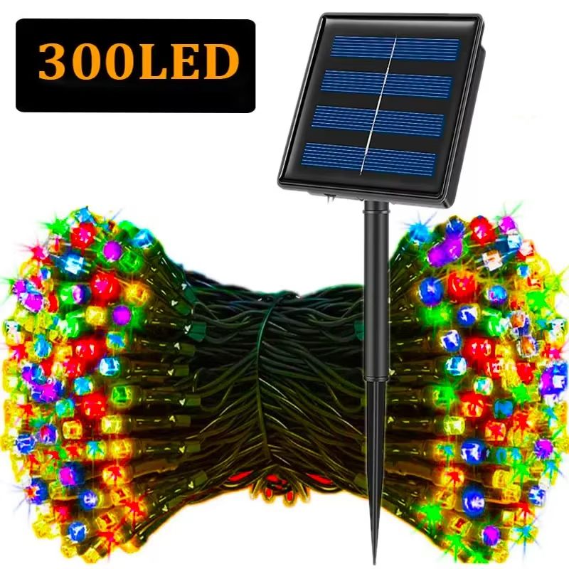 LumaGlow 300LED Solar String Lights – 8 Mode Waterproof Fairy Lights for Outdoor Christmas & Garden Decoration