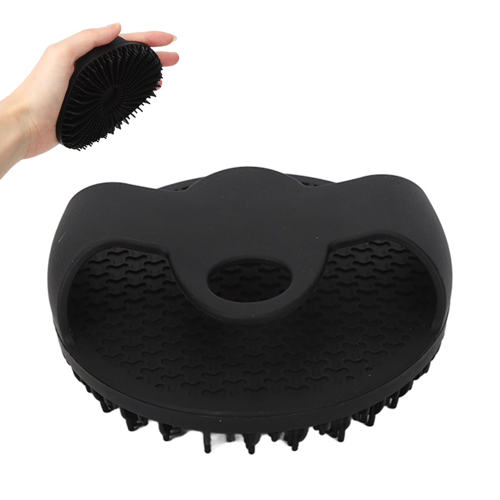 Silicone Bath Body Brush Gentle Exfoliating, Body Scrubber for Shower and Spa, Black Round Bathing Brush Facial