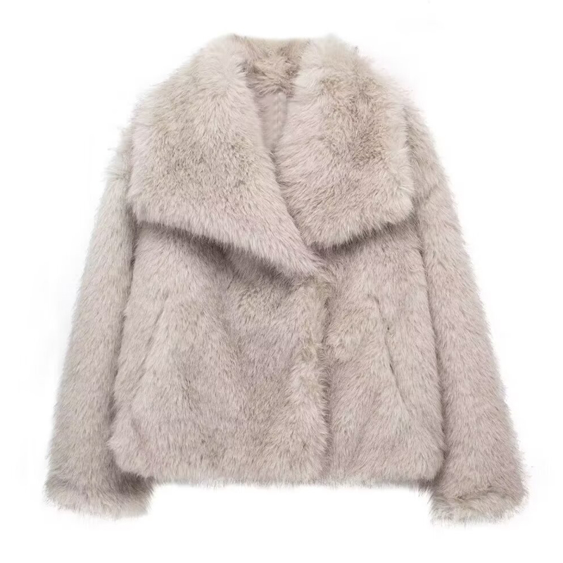 Luxurious Winter Faux Fur Coat for Women, Plush Fluffy Jacket, Warm Autumn Outerwear in Red, Gray, Black, White