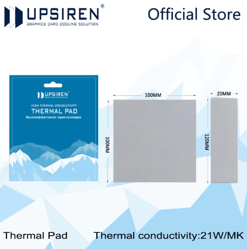 Upsiren 21W High-Conductivity Thermal Pad for GPU & CPU Heatsink Cooling