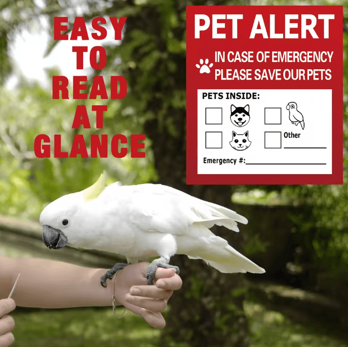 SafePaws Emergency Pet Alert Window Stickers 4-Pack Static Cling Rescue Decals for Home & Car Safety