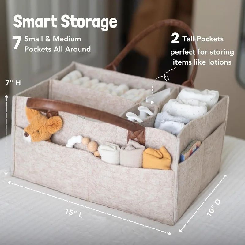 Nursery Diaper Caddy Organizer – Portable Storage Bin for Diapers, Wipes & Changing Supplies