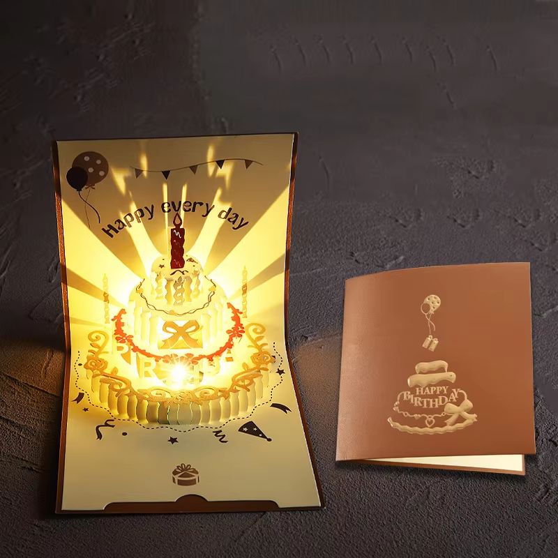 3D Pop-Up Musical Greeting Card – Birthday & Wedding LED Gift Card with Envelope