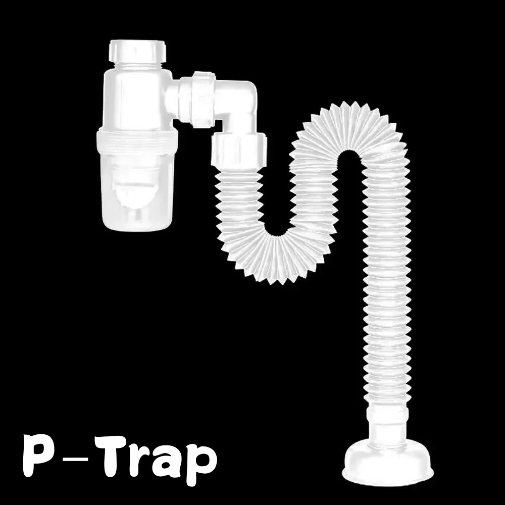 Flexible Downspout for Kitchen Sink Drain, P-Trap with Retractable Deodorizing Filter