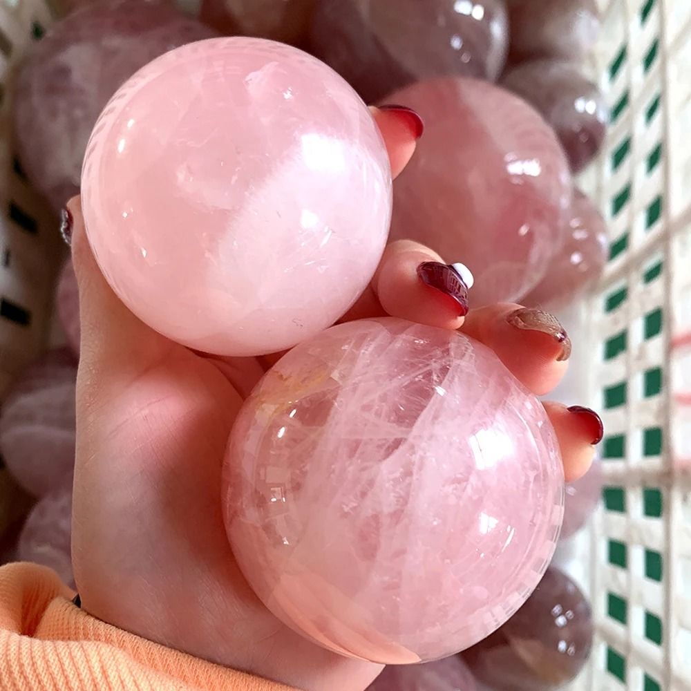 Natural Rose Quartz Crystal Ball | Polished Pink Reiki Healing Sphere (4-7cm)