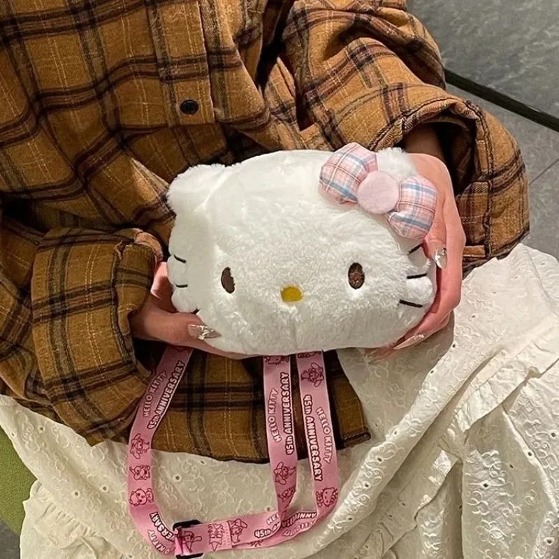 Hello Kitty Plush Crossbody Bag Kawaii Bow Shoulder Purse