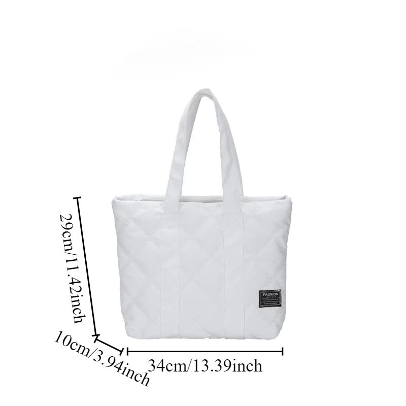 Women's Large Capacity Nylon Shoulder Bag - Fashion Casual Tote Handbag with Zipper & Pocket