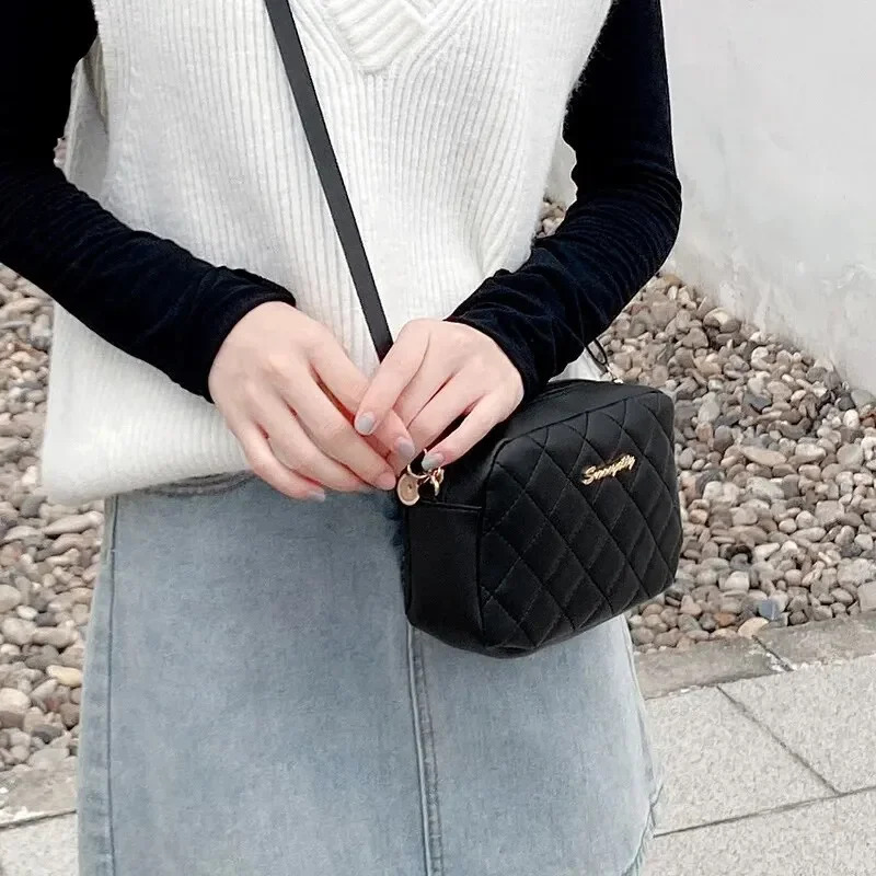 Embroidered Camera Bag Christmas Women's Fashion New Checkered Crossbody