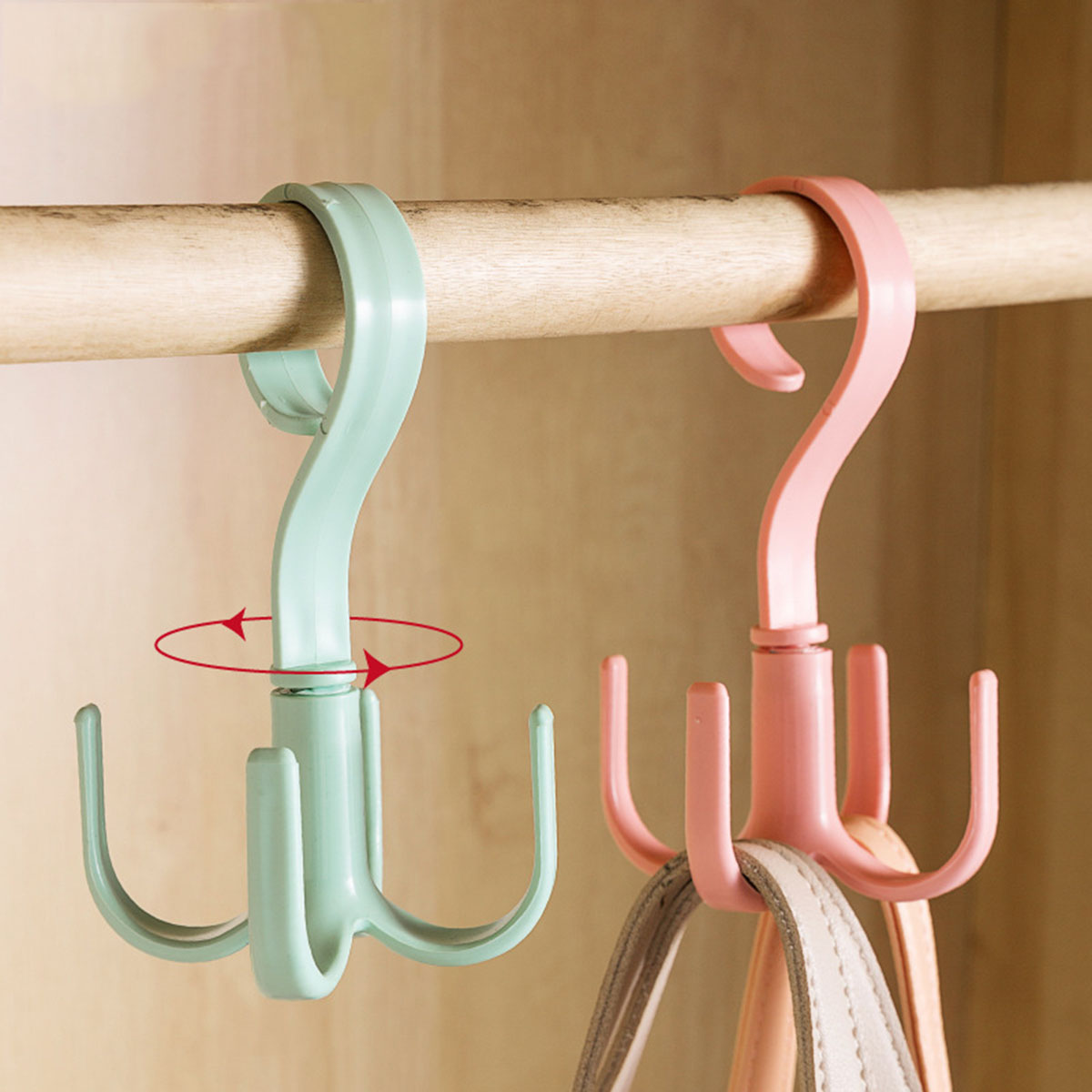 Multifunctional Rotatable Four Claw Hooks Coat Hangers Bags for Wardrobe Storage Scarf Hanging in Doorways
