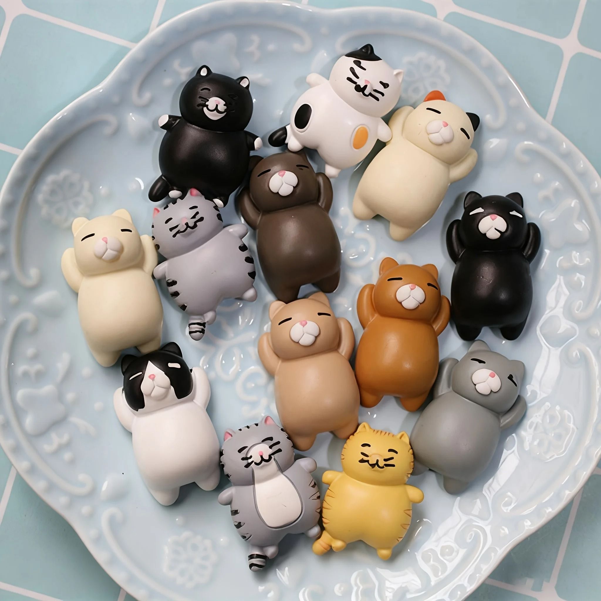 Cartoon Cat Refrigerator Magnets Set of Thirteen Decorative Kitchen Home Decor