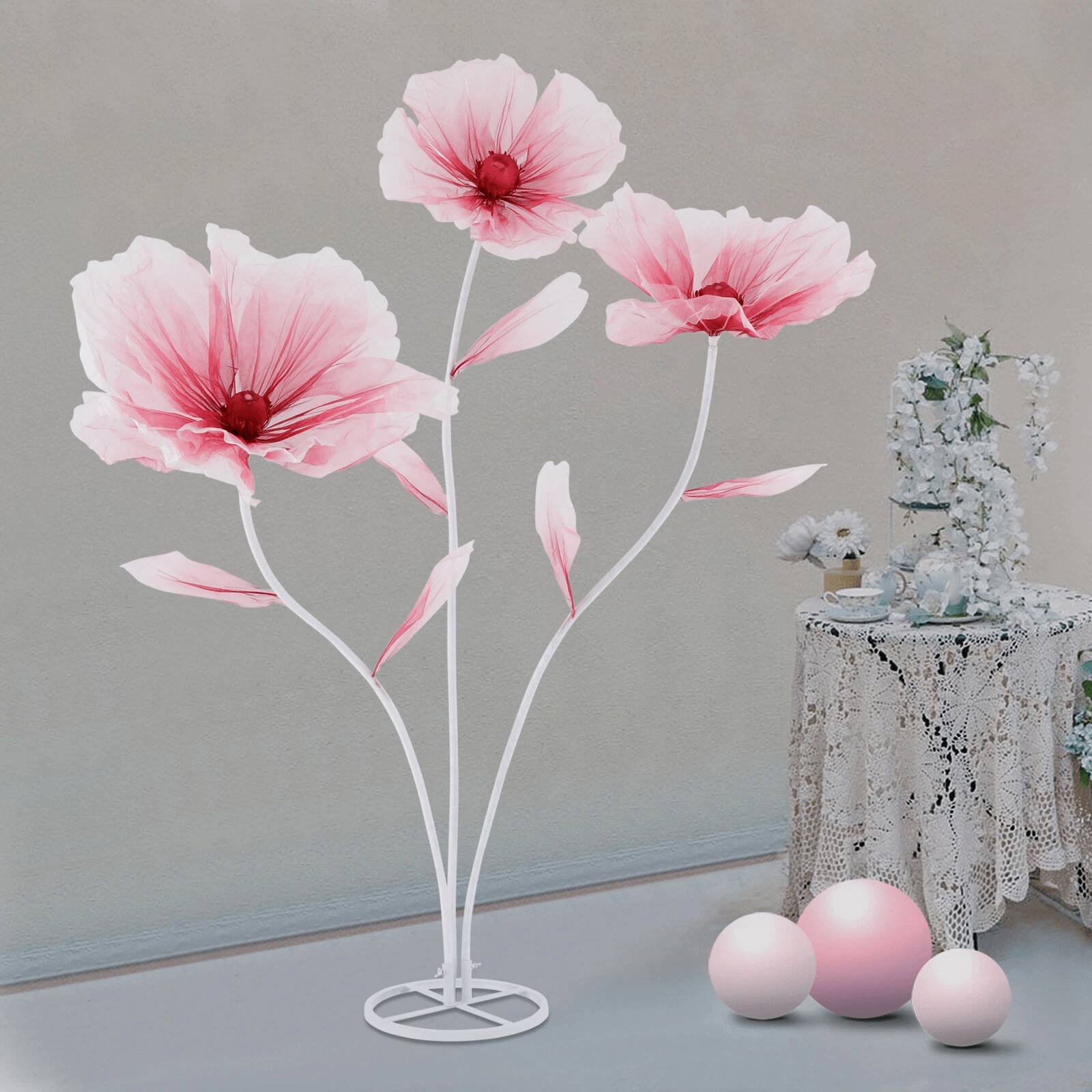 Floral Bridal Wedding Bouquet, 3-Head Artificial Flowers, Home Party Decor