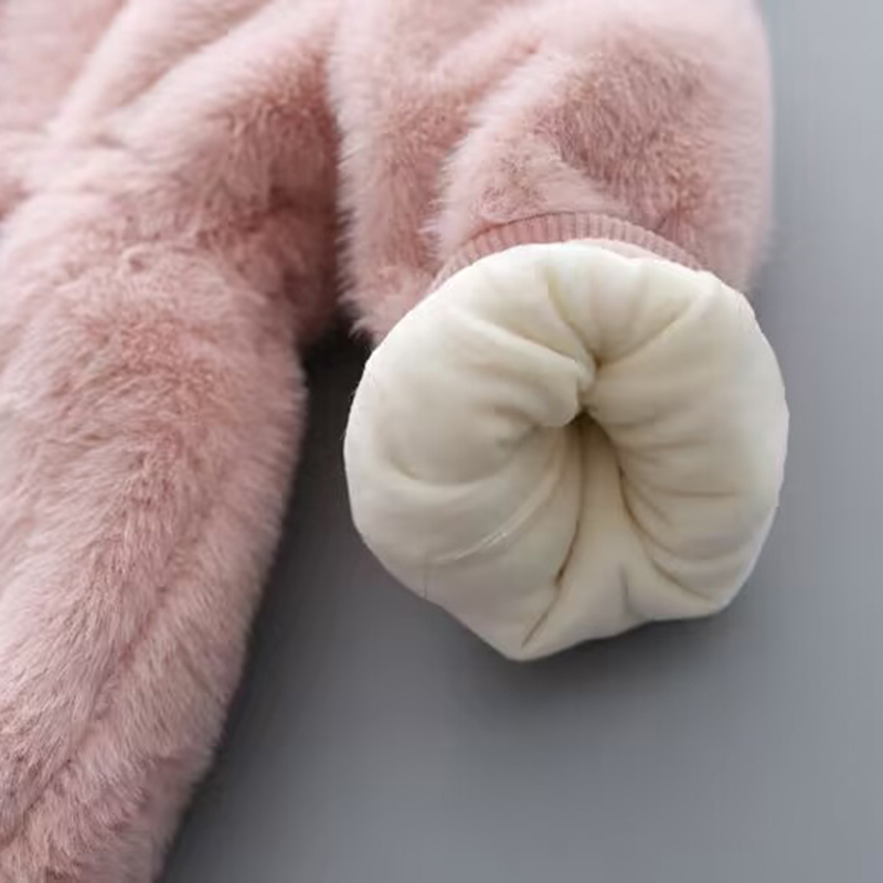 Super Warm Winter Girls Coat Mink Fur Padded, Thickened Hooded Coats Long Sleeve, Baby Kids Children Jacket Plush