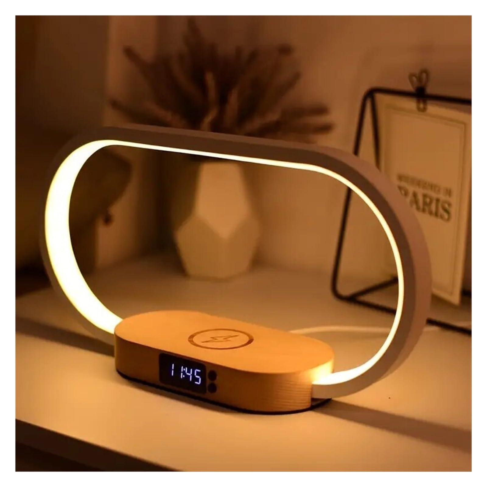 GlowCharge 6-in-1 Wireless Charging Station with LED Desk Lamp & Alarm Clock