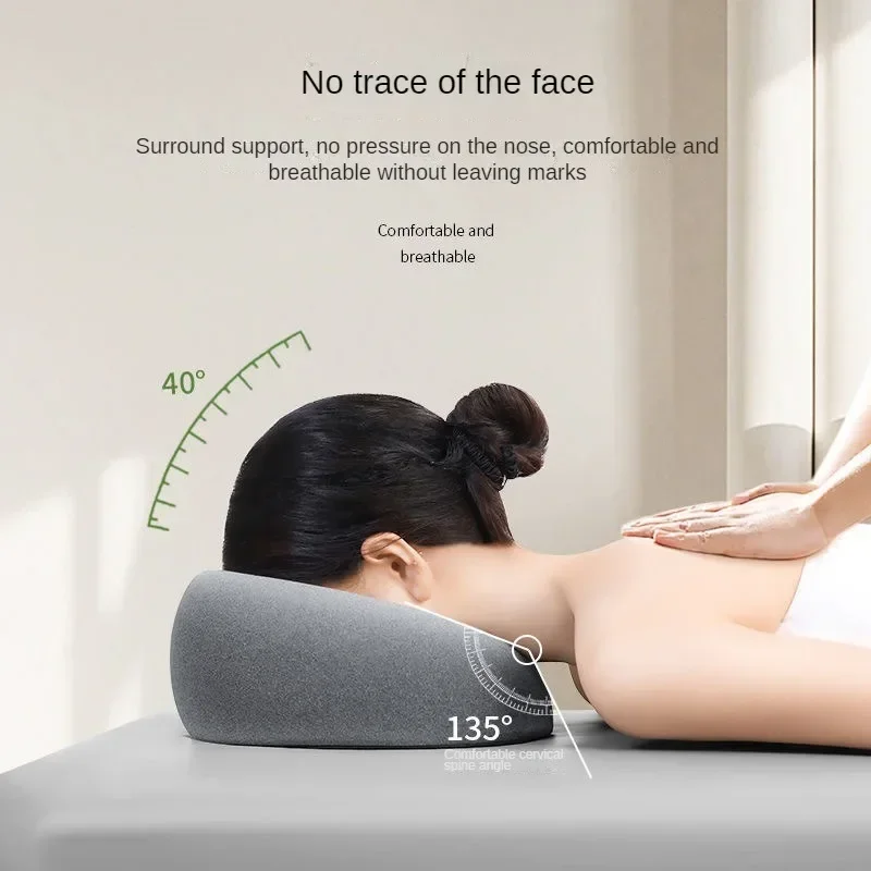 Memory Foam Body Massage Face Rest Pillow, Ergonomics Lying Down Pillow, Breathable Head Rest Support Pillow for Beauty