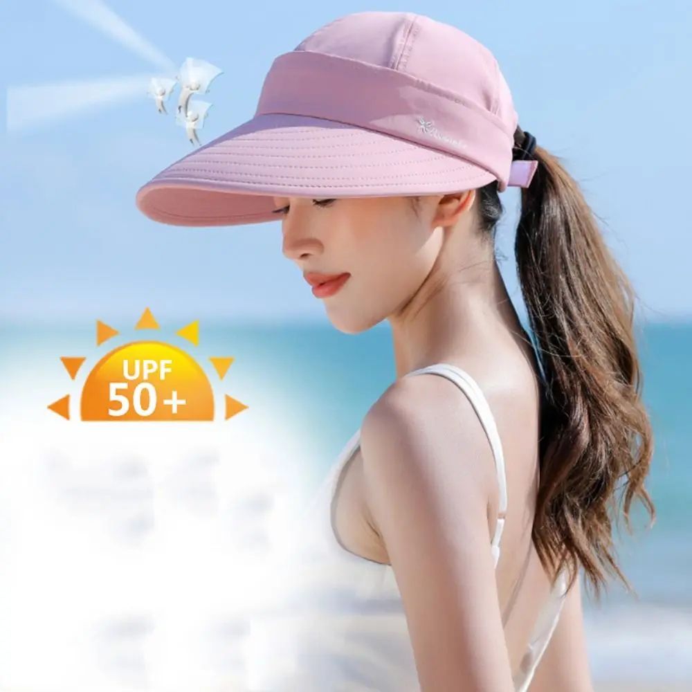 Foldable Wide Brim Ponytail Sun Hat with UV Protection for Women