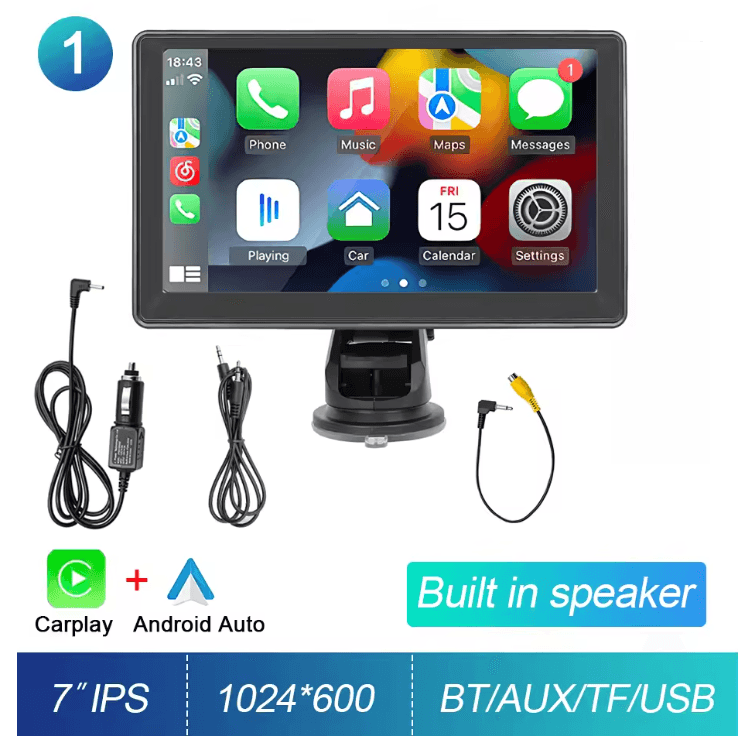 DriveView 7 Inch Touch Screen CarPlay Android Auto Multimedia Player with GPS and Rear Camera
