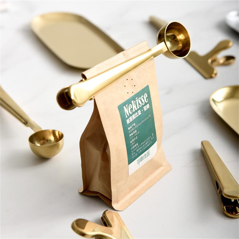 Stainless Steel Coffee Scoop with Sealing Clip, Coffee Powder Measuring Scoop, Tea Milk Powder Scoop