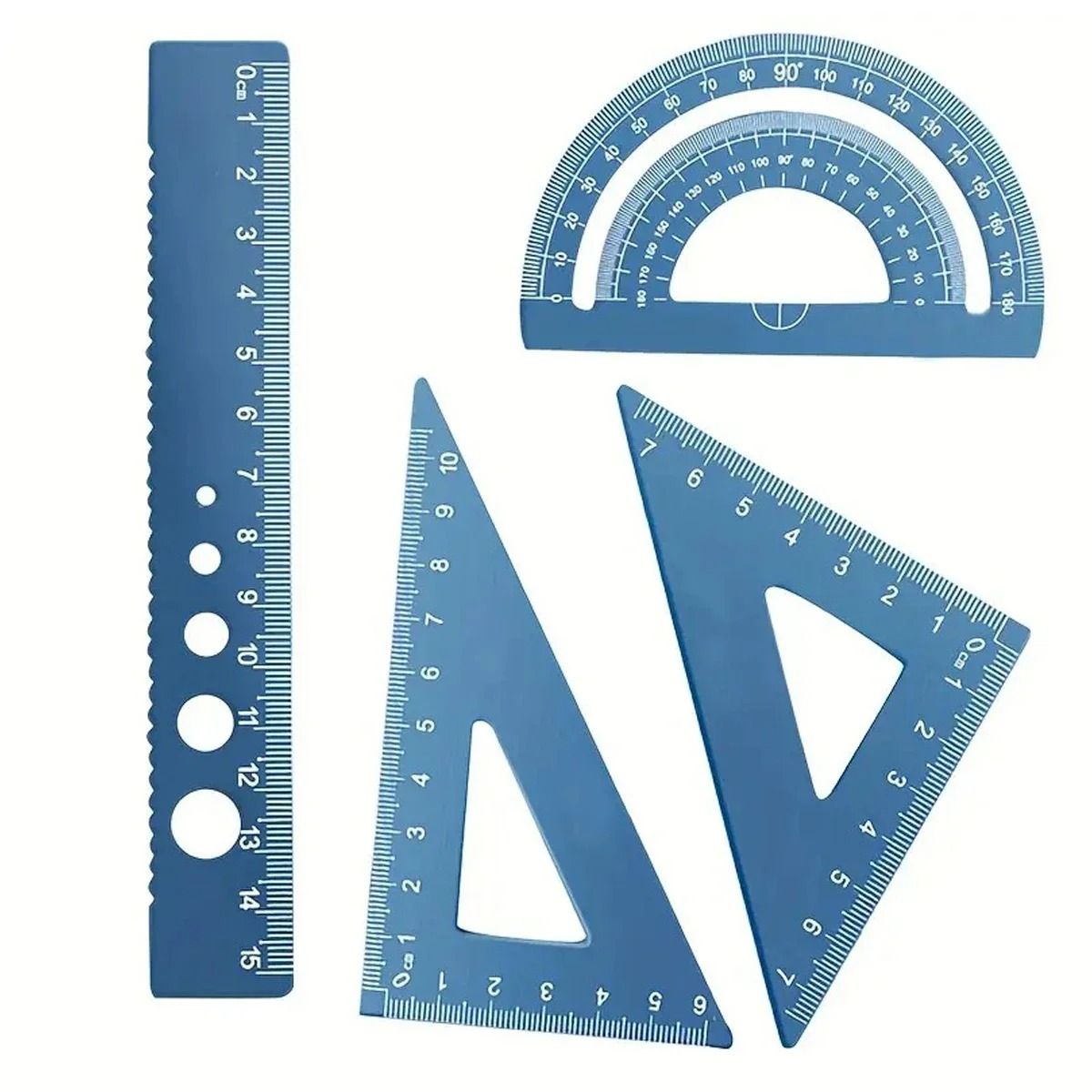Metal Drafting Set 4 Piece Ruler Measurement Set with Storage Box for Students and Office Use
