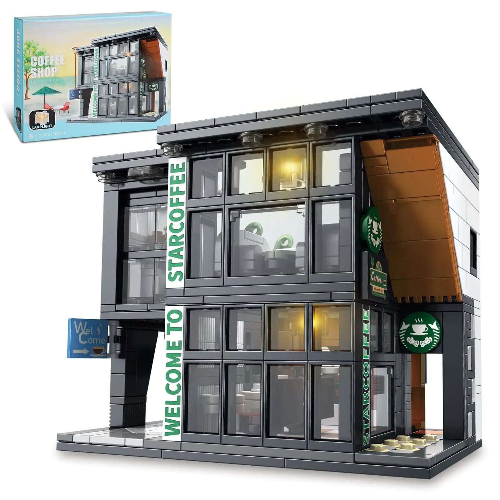 City Coffee House Building Blocks Set with Light 581 PCS