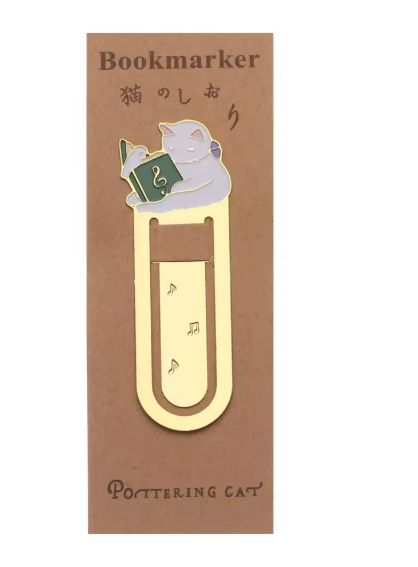 Gold Plated Cat Bookmark Folder Clip Cute Reading Label