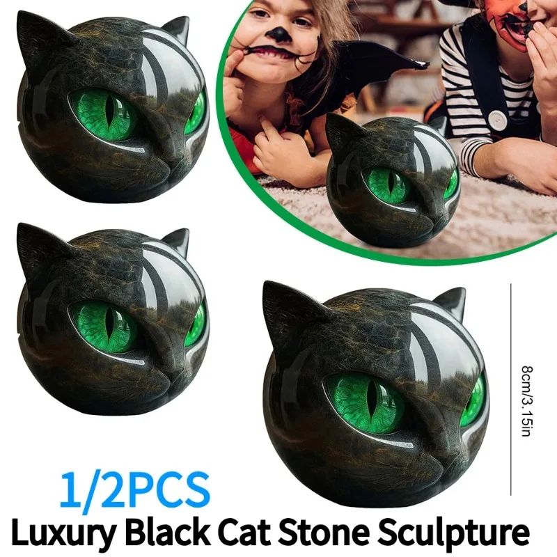 Midnight Elegance Black Cat Sculpture – Modern Resin Cat Decor Accent