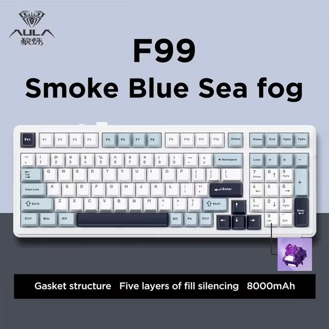 AULA F99 Wireless Mechanical Gaming Keyboard – 99-Key RGB Hot-Swappable with Bluetooth & Wired Modes