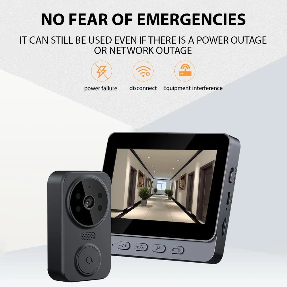 Wireless Visual Intercom Doorbell with 4.3 Inch IPS Screen – Smart HD Video Monitoring and Two-Way Intercom