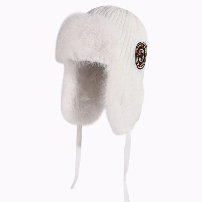 Thickened Knit Earflap Plush Winter Hat