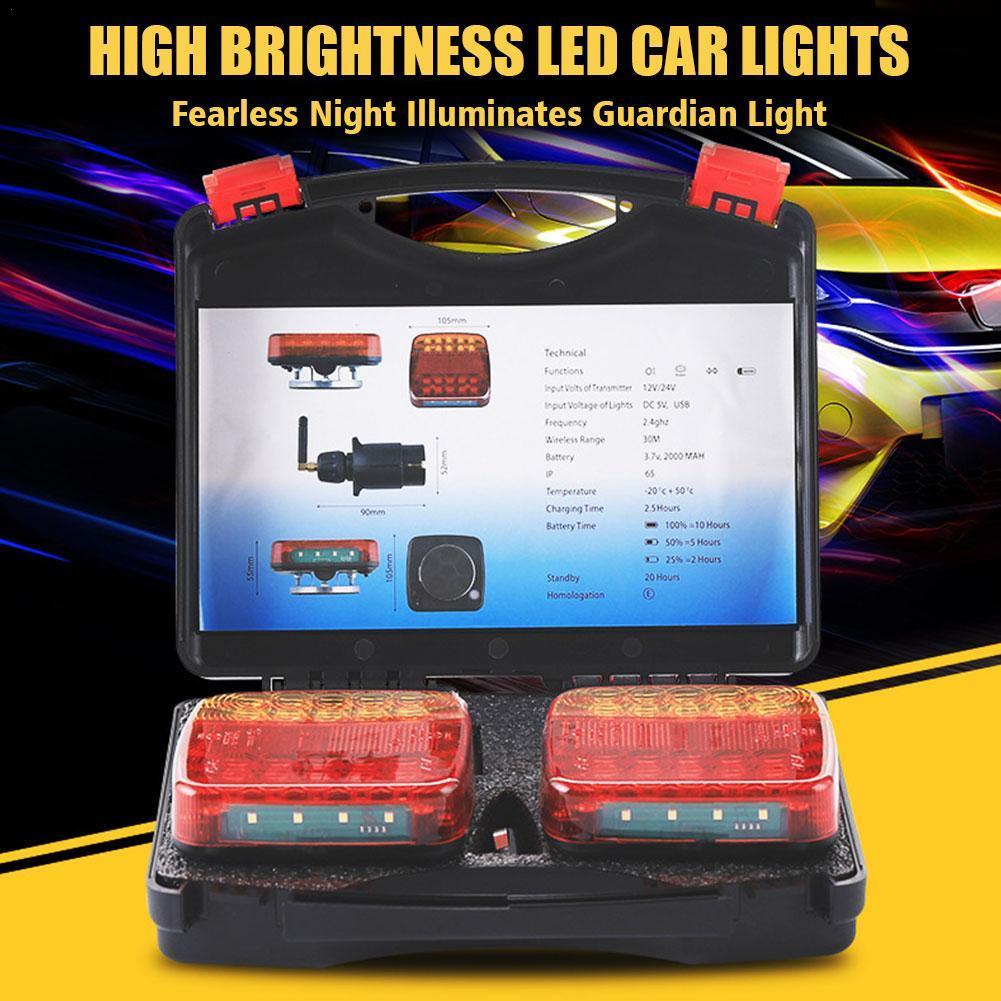 LED Trailer Rear Tail Turn Signal Lamp, Rechargeable Wireless Brake Lights, Reflective Lens Truck Taillights
