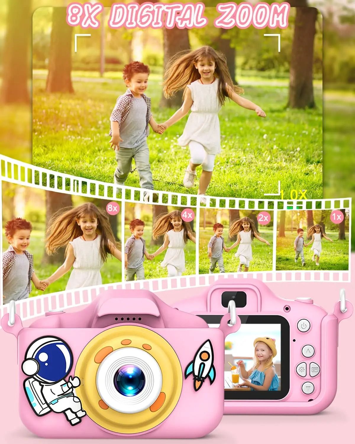 Kids Selfie Camera New Cartoon HD Digital Video Cameras Toys Christmas Birthday Gifts