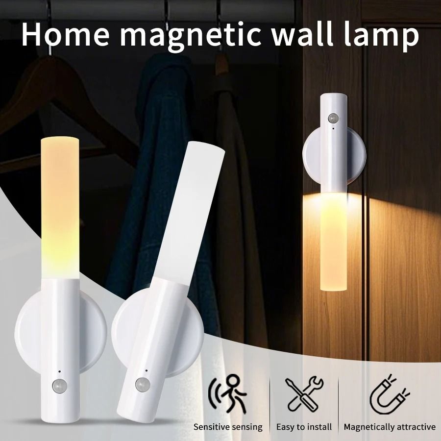 Motion Sensor LED Night Light Rechargeable Magnetic Induction Wall Lamp